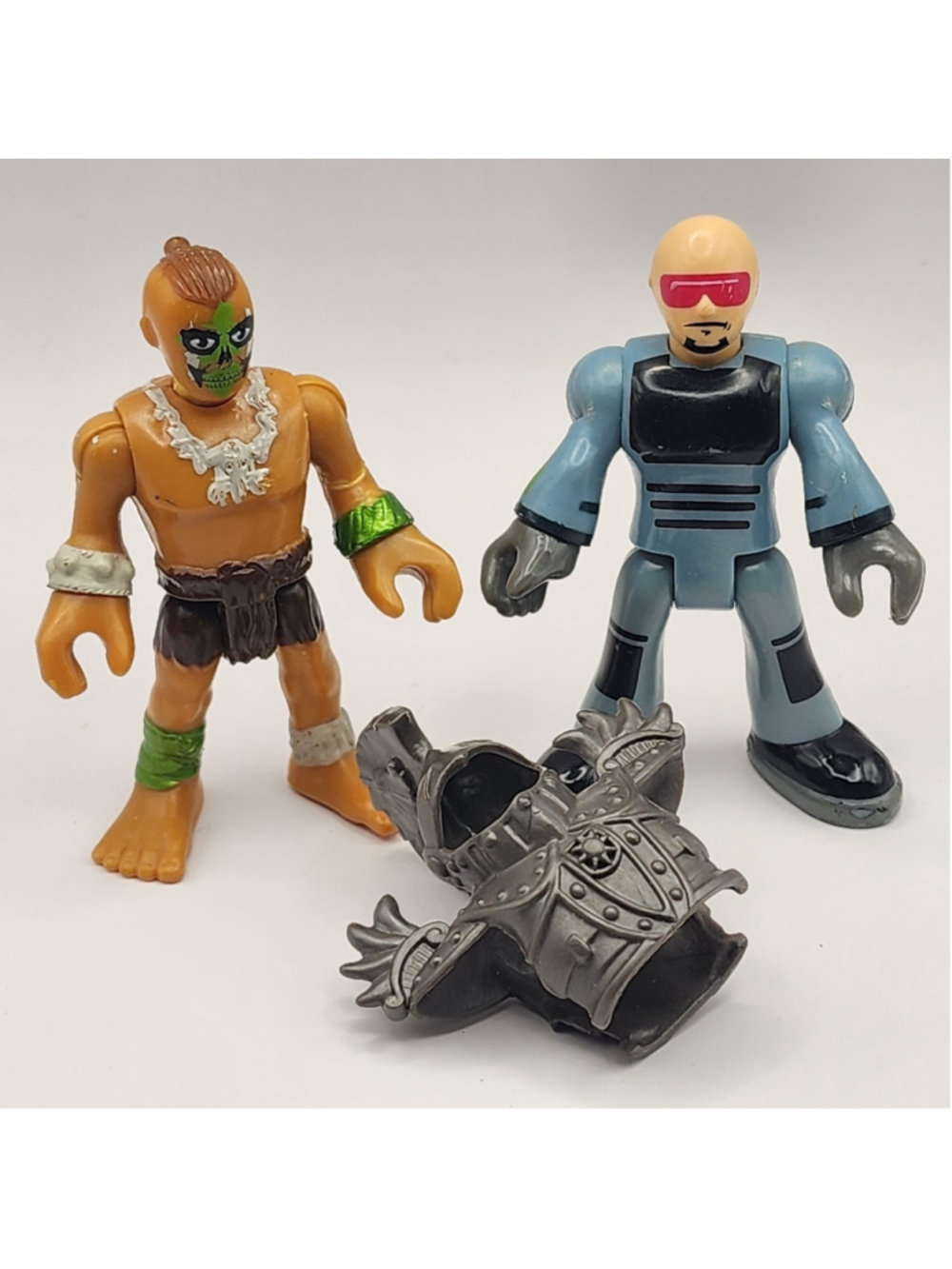 2 Imaginext Action Figures Tribal Warrior n Armor & Space Shuttle Astronaut